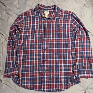 Men's Plaid Shirt - Red and Blue